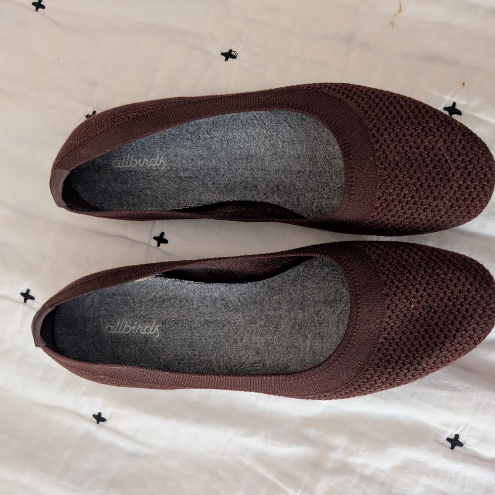 allbirds Women's Dark Brown Knit Ballet Flats